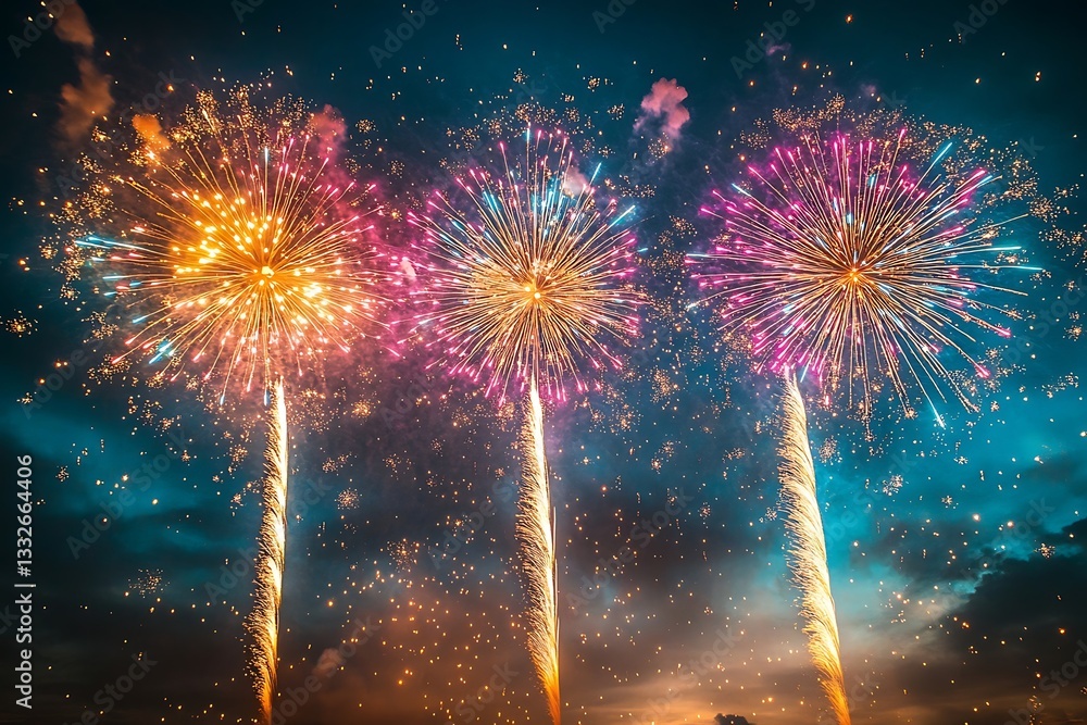 Spectacular Vibrant Fireworks Bokeh Pattern