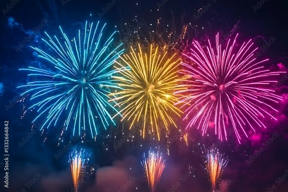 Stunning Pink Gold Fireworks Night Holiday Display