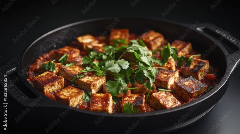 Indian-style paneer butter masala with rich spices Indian-style paneer butter masala with rich spices