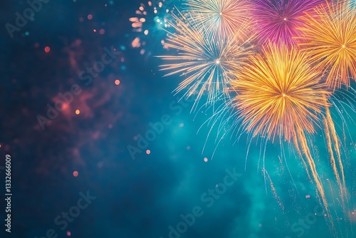 Summer Holiday Fireworks Teal Background