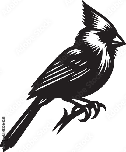 Stylized Cardinal Silhouette Vector Clipart