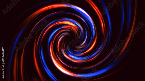 Dynamic colorful vibrant spiral pattern swirl on black animation background
