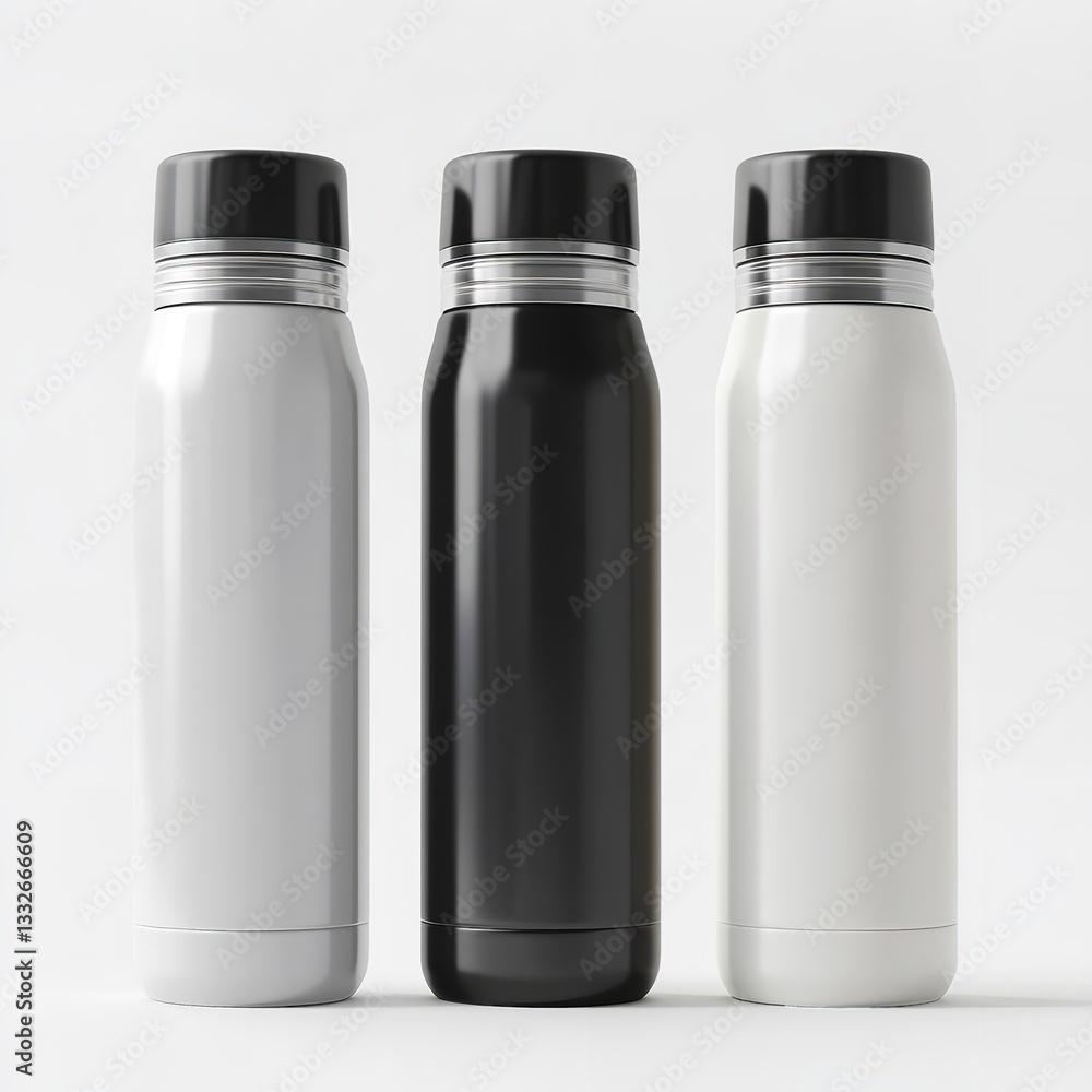Creating an aluminum bottle on a transparent background in different shades of black and white. Creating an aluminum bottle on a transparent background in different shades of black and white.
