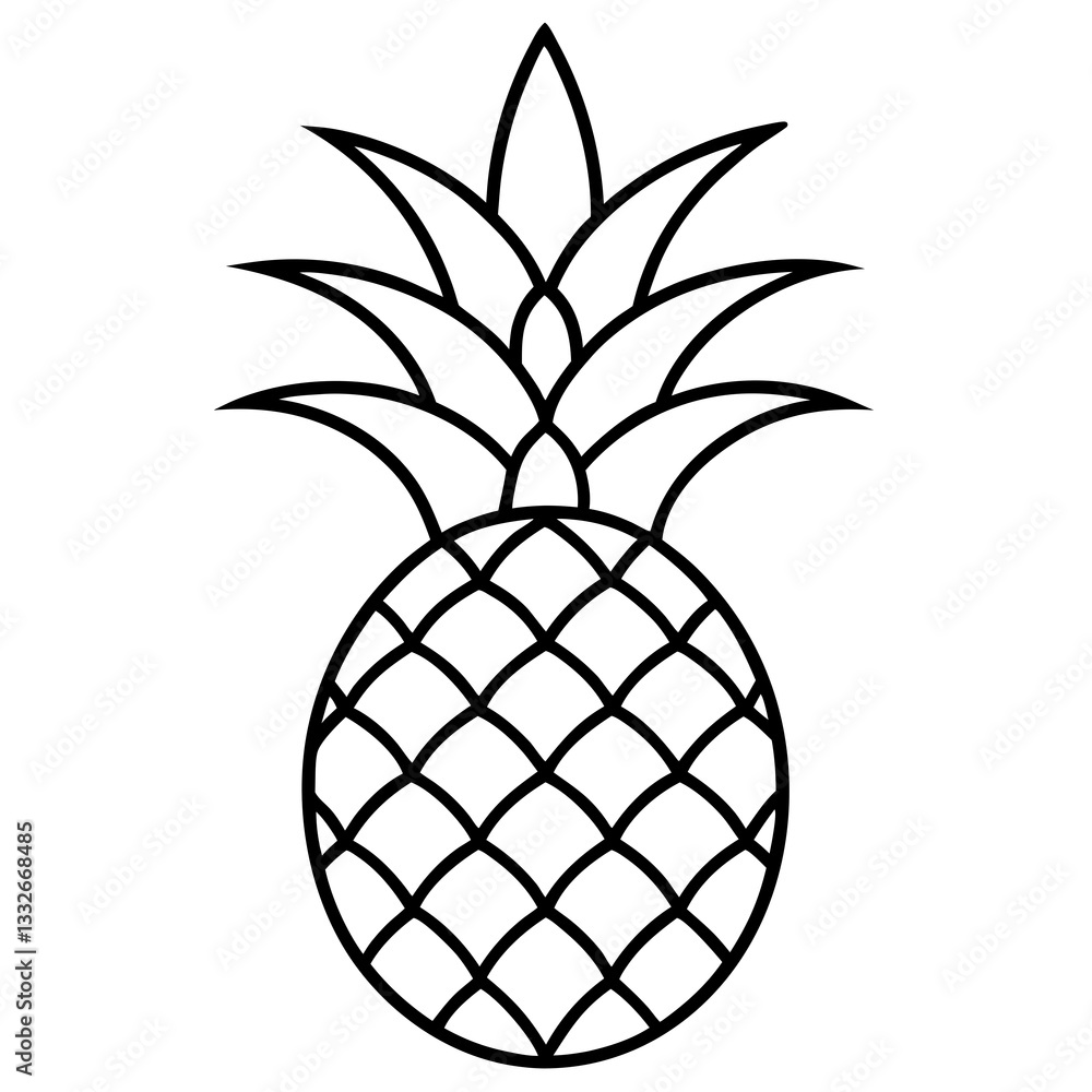 Fototapeta premium Simple Pineapple Line Drawing for Graphics