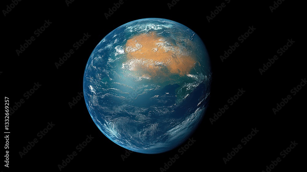 A high-definition image of Earth as seen from space, showing detailed continents with visible mountain ranges A high-definition image of Earth as seen from space, showing detailed continents with visible mountain ranges