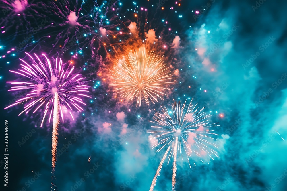 Vibrant Fireworks Celebration Background1