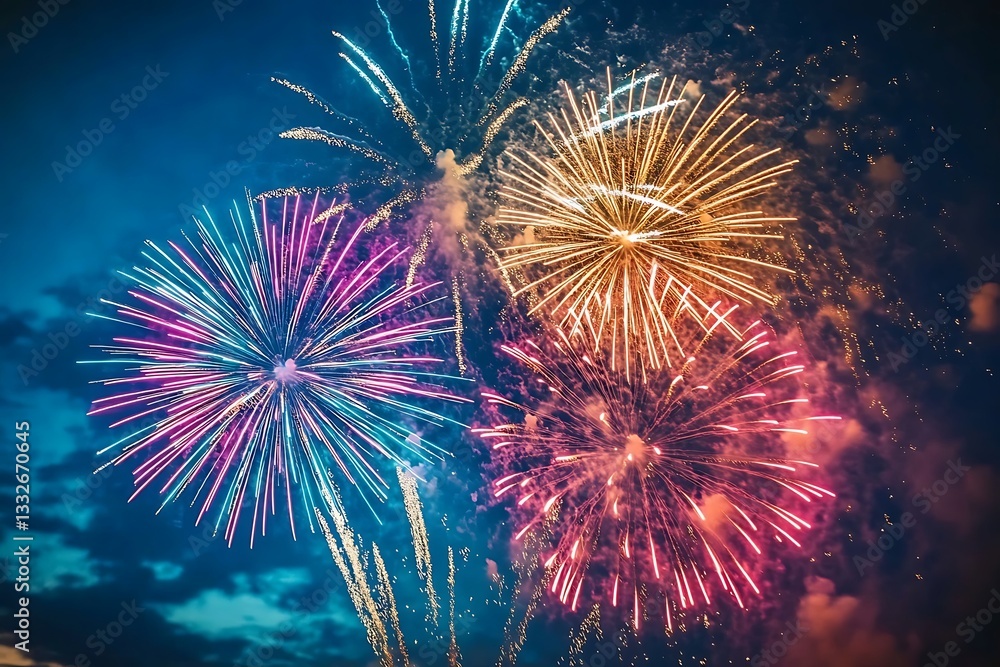 Vibrant Fireworks Display at Nighttime