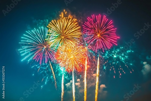 Vibrant Fireworks in the Sky Background Pattern Design