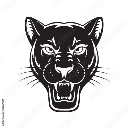 Wild vector illustration of a tiger head for a tattoo or mascot design