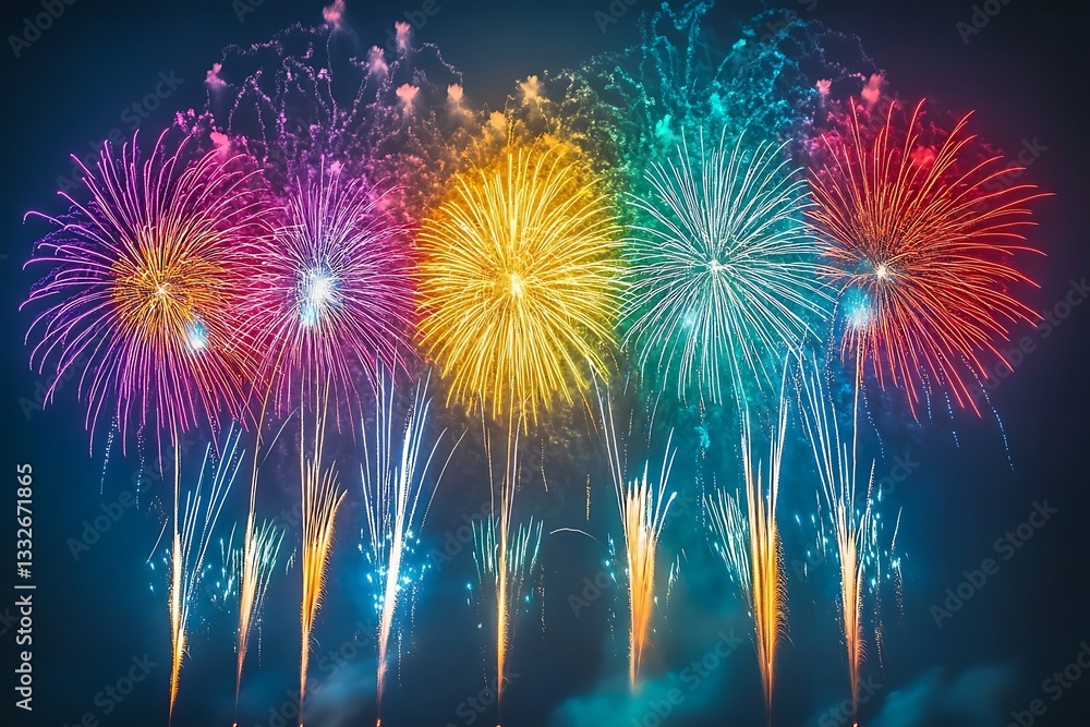 Vibrant Fireworks Festival Night Sky Background