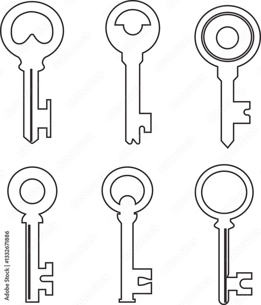 Key Icon in trendy line style set isolated on transparent background Key Icon in trendy line style set isolated on transparent background