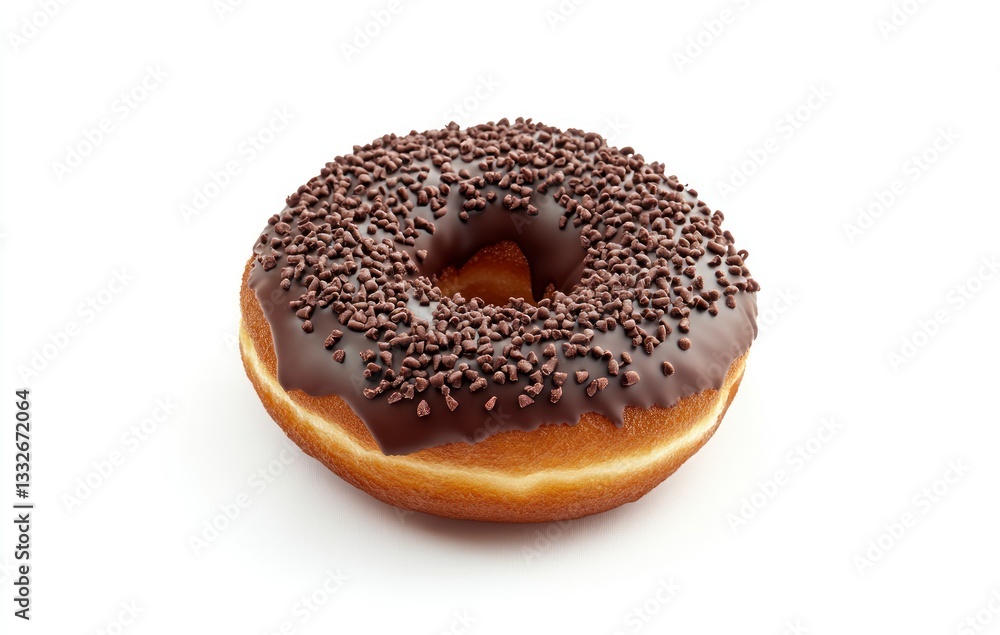 Chocolate Frosted Donut with Sprinkles Isolated on White Background Chocolate Frosted Donut with Sprinkles Isolated on White Background