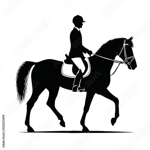 Silhouette of a rider on horseback, symbolizing equestrian sports and connection with nature