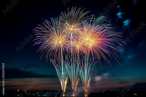 Vibrant Fireworks Night Sky Background