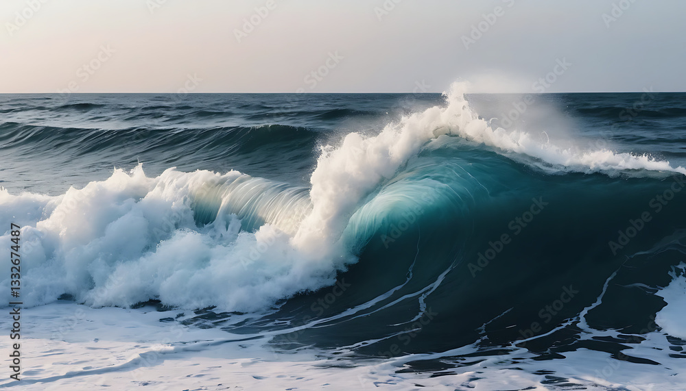 Fototapeta premium Massive Ocean Wave Crashing to Shore