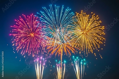 Obraz na płótnie Vibrant Pink Blue Fireworks Spectacle Background w salonie