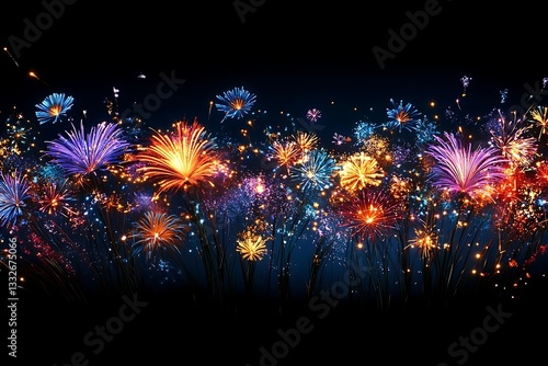 Obraz na płótnie Vibrant Pink Fireworks Celebration Background w salonie
