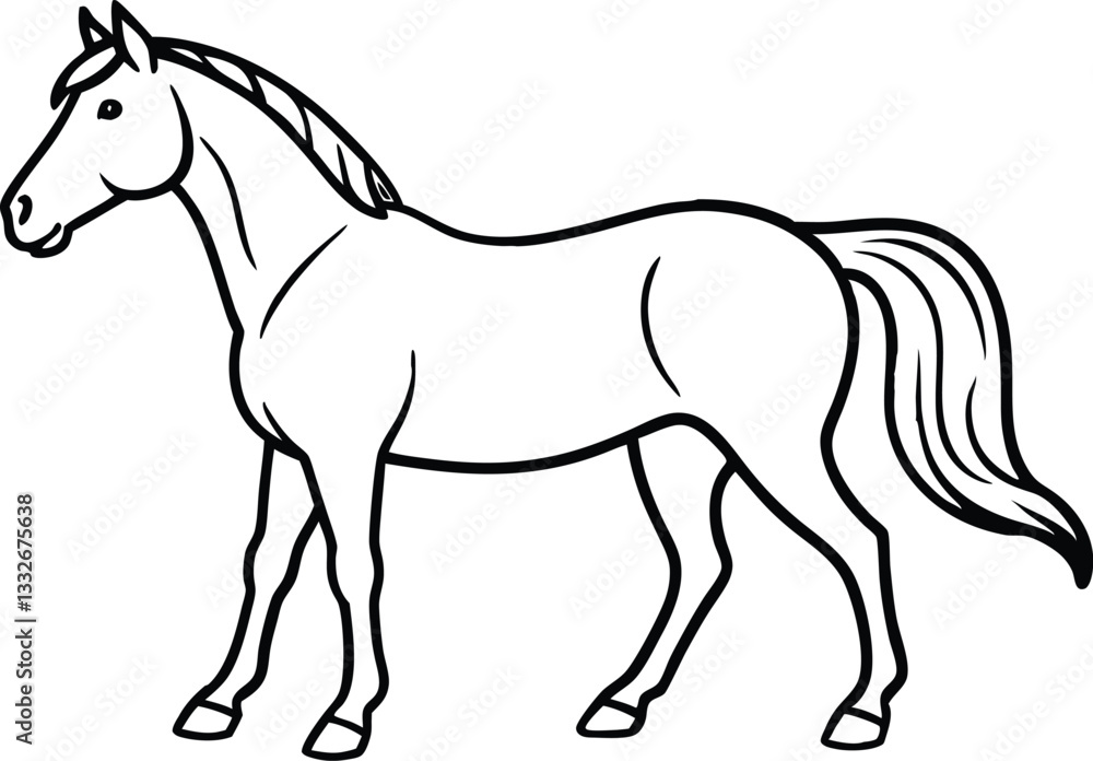 Morgan horse line art vector, horse outline vector Morgan horse line art vector, horse outline vector