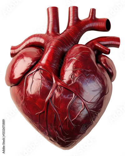 Wallpaper Mural Red Heart Model Closeup View. Organ Illustration. Body Anatomy. Transparent, png, isolated. Medical Element. Biological Detail. Graphic Resource. Education. Torontodigital.ca