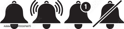 set of notification bell icon