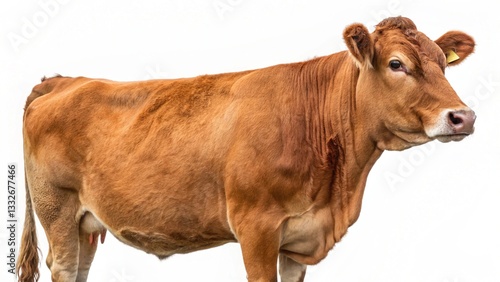 limousin cow isolated on white background