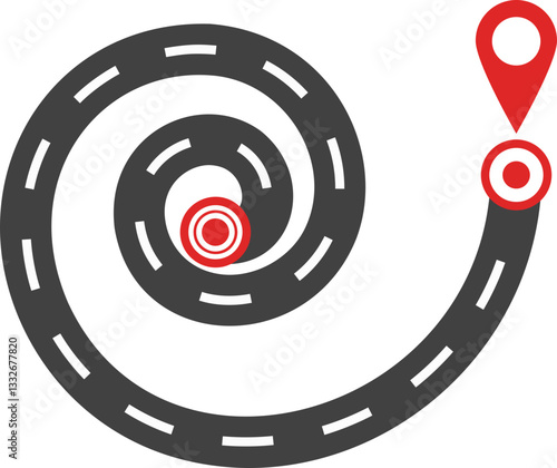 Concept of plan with an easy route A, difficult option B and real life way. Expectation and reality