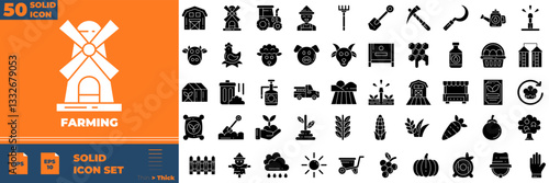 Farming Solid Editable Icons set. Vector illustration in modern thin solid style of farming icons: Farming, agriculture, gardening, agronomy, etc