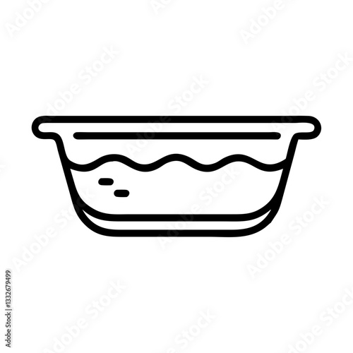 Simple line drawing of a water bowl filled with water, ideal for pets or plants