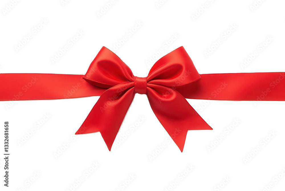 Elegant Red Ribbon Bow on Smooth Satin Fabric for Special Occasions Elegant Red Ribbon Bow on Smooth Satin Fabric for Special Occasions