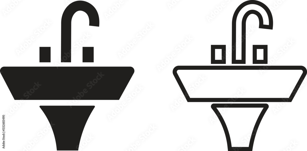 sink unit icon in flat, line set use for kitchen and bathroom washbasin sign isolated on transparent background sink unit icon in flat, line set use for kitchen and bathroom washbasin sign isolated on transparent background