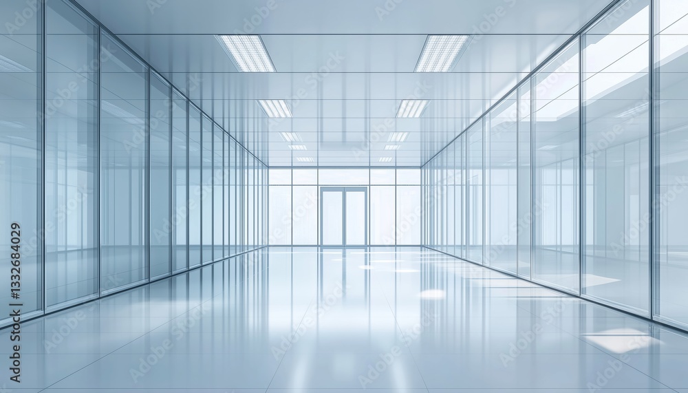 Realistic Rendering Of Reception Lobby Hall In Modern Glass Wall Commercial Building Shows Contemporary Design And Architecture. Realistic Rendering Of Reception Lobby Hall In Modern Glass Wall Commercial Building Shows Contemporary Design And Architecture.