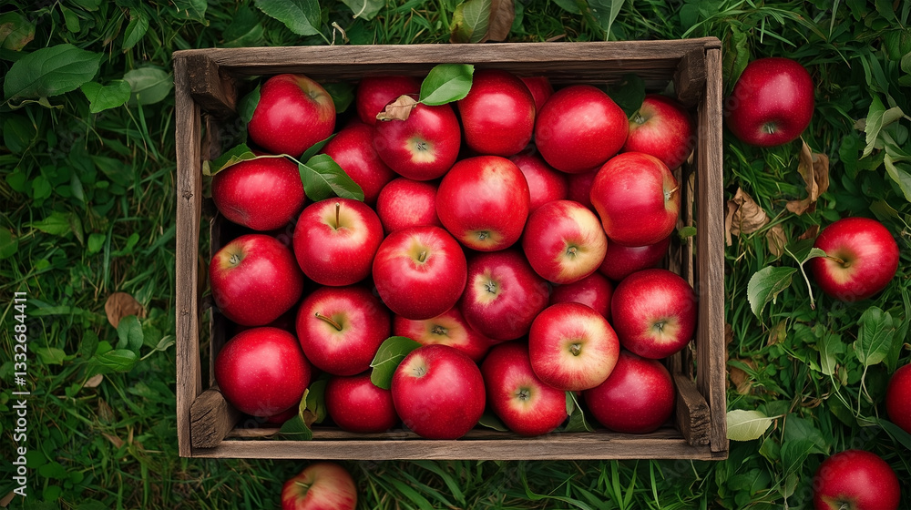 A crate full of red apples A crate full of red apples