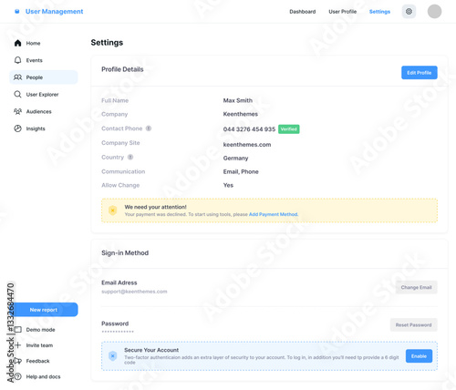 Member Statistics, Users CMS, User Web App, Profile Details Dashboard, Membership UI Kit Template