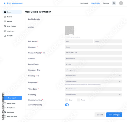 Member Statistics, Users CMS, User Web App, Profile Details Dashboard, Membership UI Kit Template