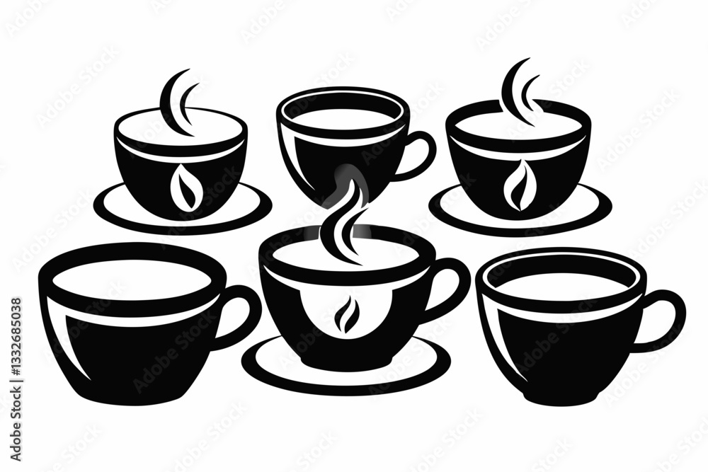 coffee cup set line art silhouette vector illustration coffee cup set line art silhouette vector illustration