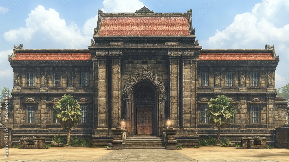 Obraz premium Ancient Asian Stone Building: Architectural Marvel