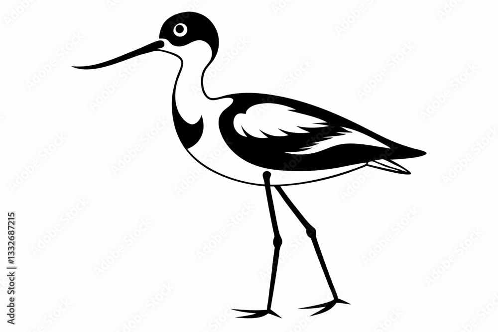 Fototapeta premium avocet line art silhouette vector illustration