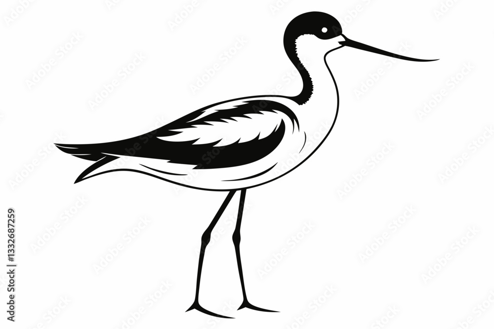 Fototapeta premium avocet line art silhouette vector illustration
