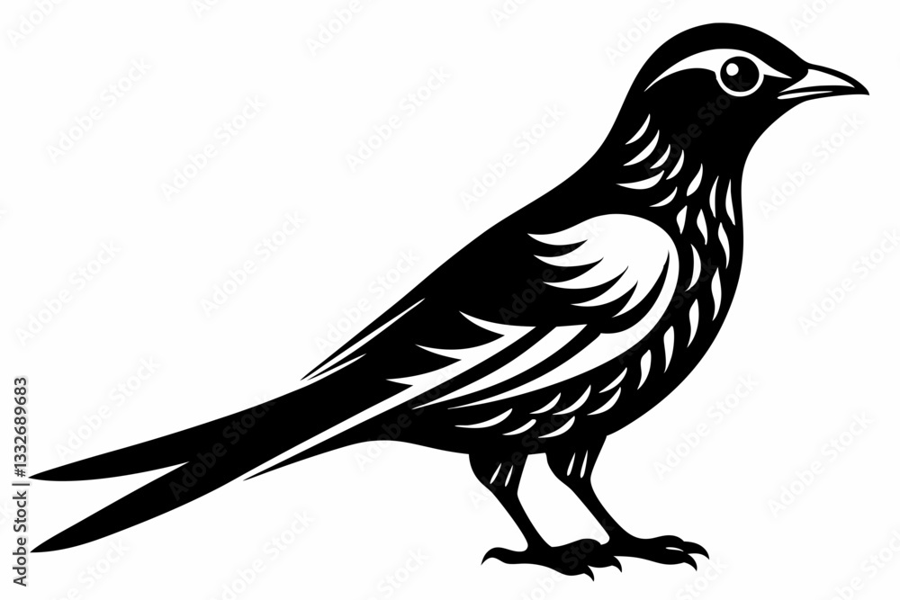 Fototapeta premium cuckoo line art silhouette vector illustration