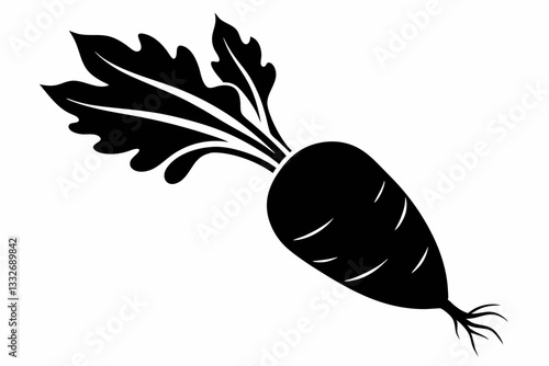 daikon radish line art silhouette vector illustration