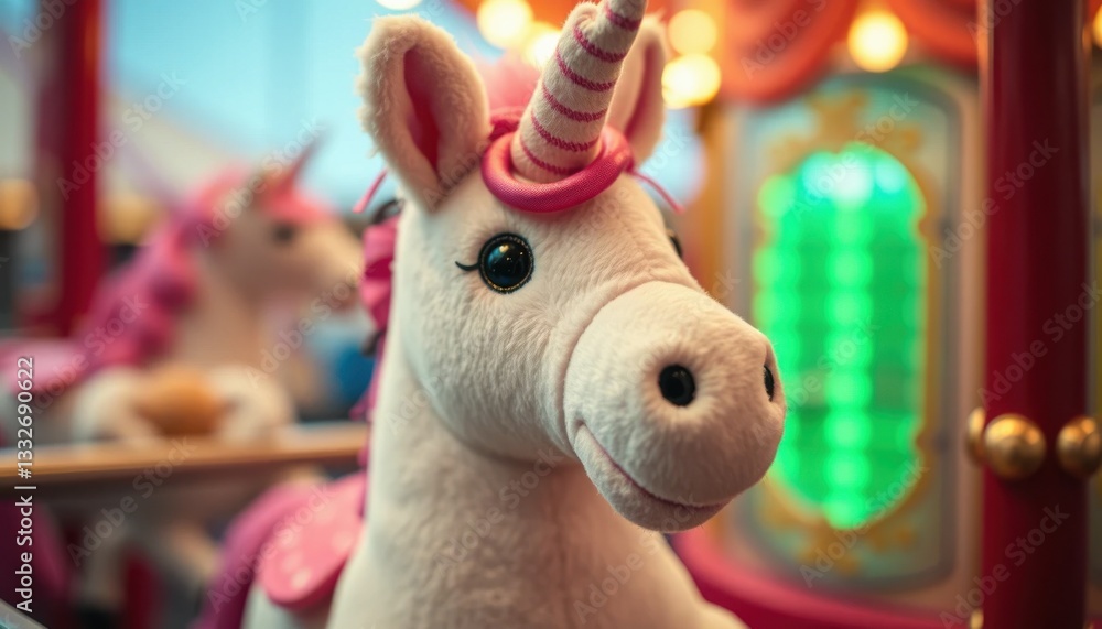 Magical unicorn carousel ride amusement park kids experience colorful setting close-up view fantasy adventure Magical unicorn carousel ride amusement park kids experience colorful setting close-up view fantasy adventure