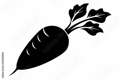daikon radish line art silhouette vector illustration
