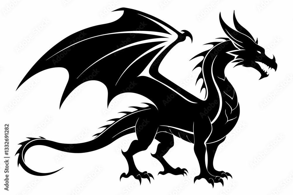 Fototapeta premium drache line art silhouette vector illustration