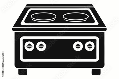 electric stove line art silhouette vector illustration