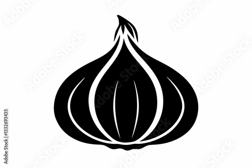 garlic line art silhouette vector illustration
