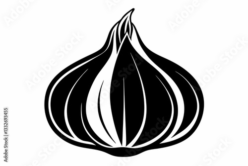 garlic line art silhouette vector illustration