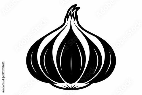 garlic line art silhouette vector illustration