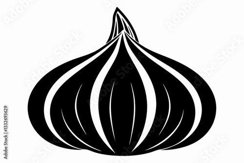 garlic line art silhouette vector illustration