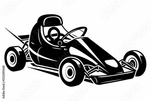 go kart line art silhouette vector illustration