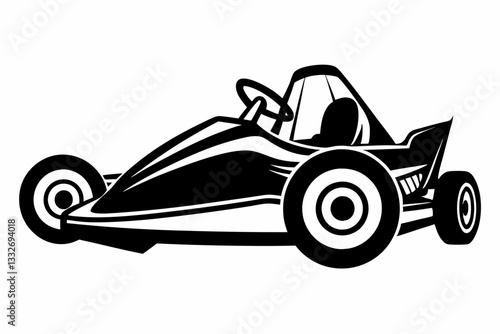 go kart line art silhouette vector illustration